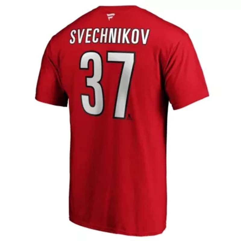 NHL Fanatics Andrei Svechnikov Carolina Hurricanes Authentic Stack Name & Number T-Shirt