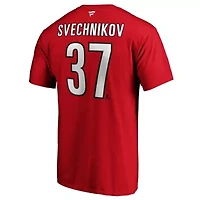 NHL Fanatics Andrei Svechnikov Carolina Hurricanes Authentic Stack Name & Number T-Shirt