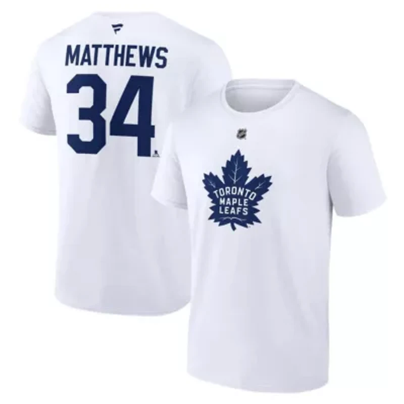 NHL Fanatics Auston Matthews Toronto Maple Leafs Authentic Stack Name & Number T-Shirt