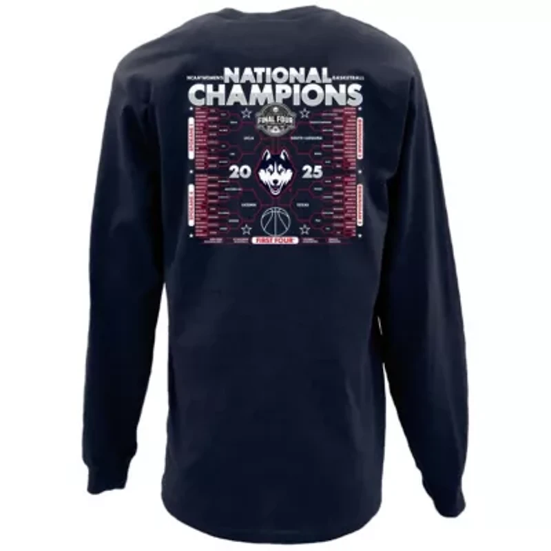 Connecticut Huskies NCAA UConn 2025 Basketball National s Bracket Long Sleeve T-Shirt