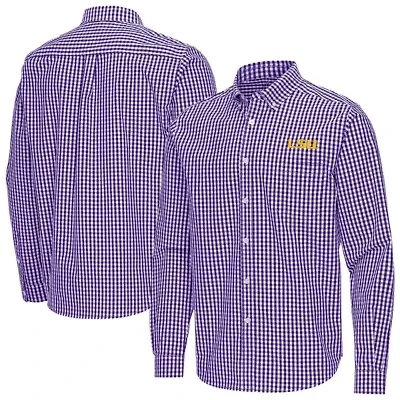 NCAA LSU Tigers Ellis Woven Tri-Blend Long Sleeve Button-Down Shirt