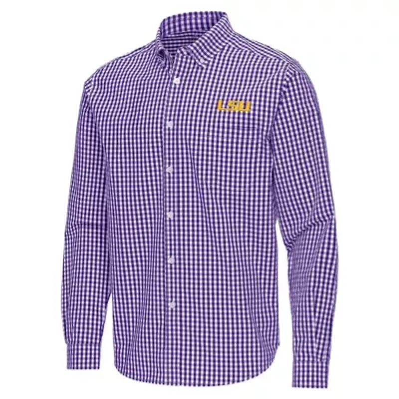 NCAA LSU Tigers Ellis Woven Tri-Blend Long Sleeve Button-Down Shirt