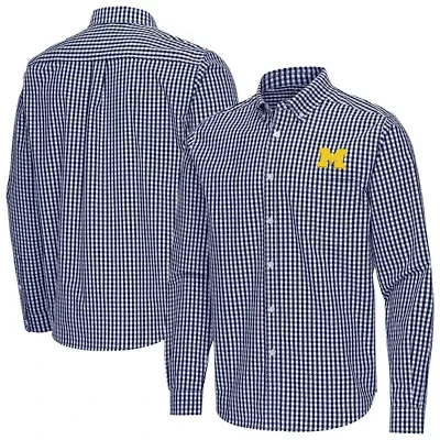 NCAA Michigan Wolverines Ellis Woven Tri-Blend Long Sleeve Button-Down Shirt