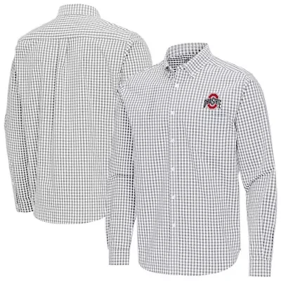 NCAA Ohio State Buckeyes Ellis Woven Tri-Blend Long Sleeve Button-Down Shirt