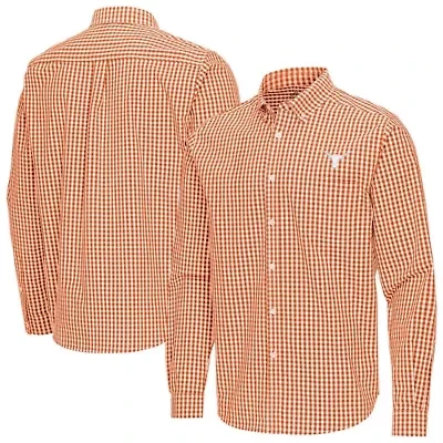NCAA Burnt Texas Longhorns Ellis Woven Tri-Blend Long Sleeve Button-Down Shirt