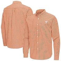 NCAA Burnt Texas Longhorns Ellis Woven Tri-Blend Long Sleeve Button-Down Shirt