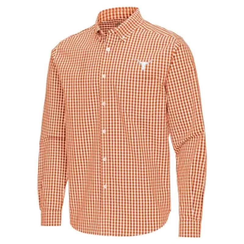 NCAA Burnt Texas Longhorns Ellis Woven Tri-Blend Long Sleeve Button-Down Shirt