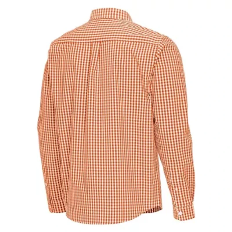 NCAA Burnt Texas Longhorns Ellis Woven Tri-Blend Long Sleeve Button-Down Shirt