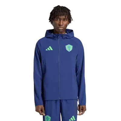 MLS Seattle Sounders FC Tiro Travel Full-Zip Hooded Windbreaker