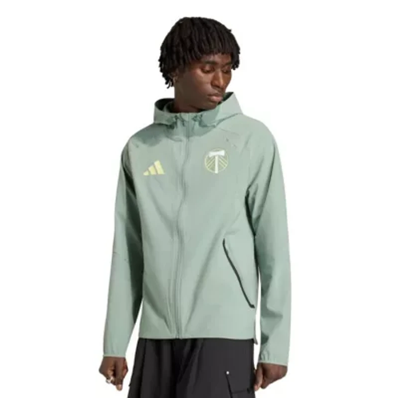 MLS Light Portland Timbers Tiro Travel Full-Zip Hooded Windbreaker