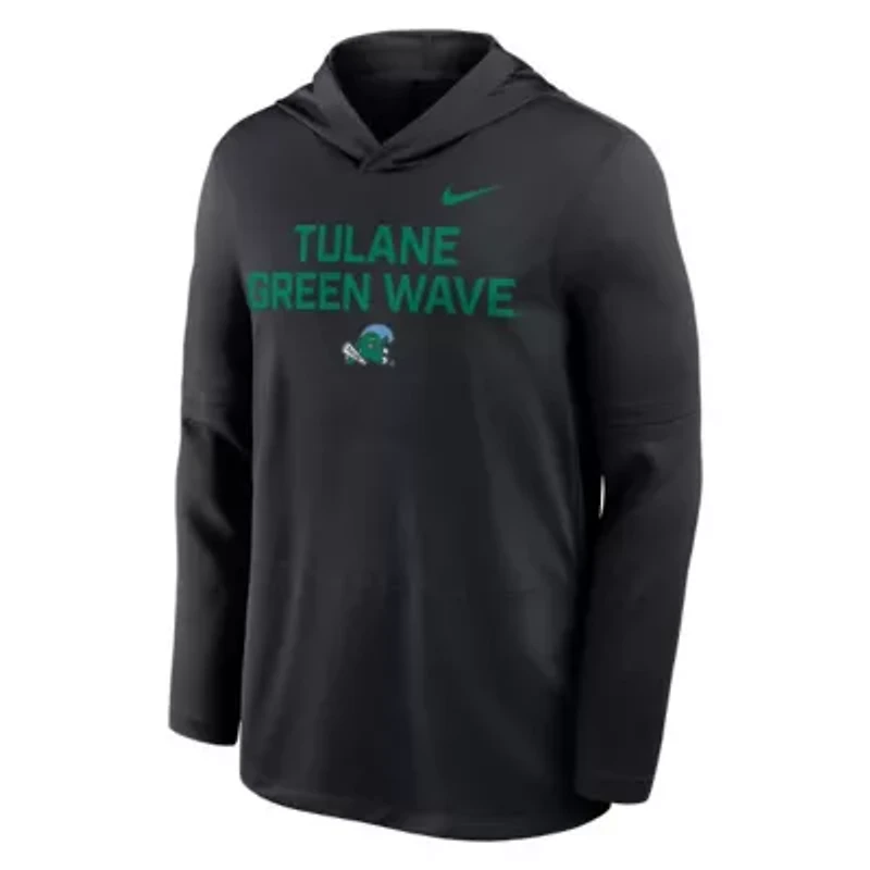 Tulane Green Wave NCAA Nike Sideline Dri-FIT Lightweight Hooded Top