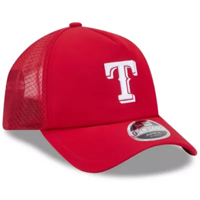 MLB Texas Rangers 2026 Batting Practice Apex 9FORTY Adjustable Trucker Hat