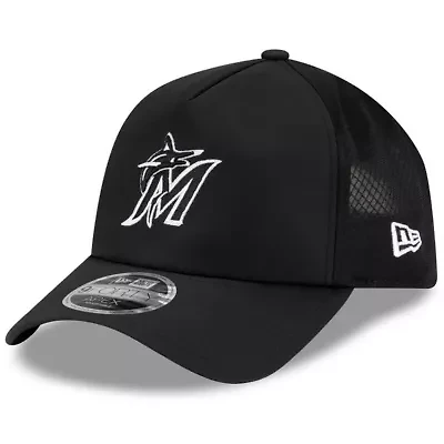 MLB Miami Marlins 2026 Batting Practice Apex 9FORTY Adjustable Trucker Hat
