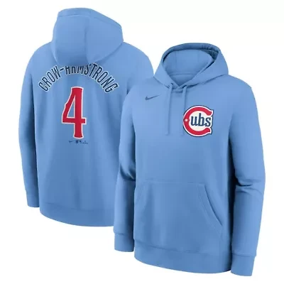 MLB Nike Pete Crow-Armstrong Light Chicago Cubs Player Name & Number Club Fleece Pullover Hoodie