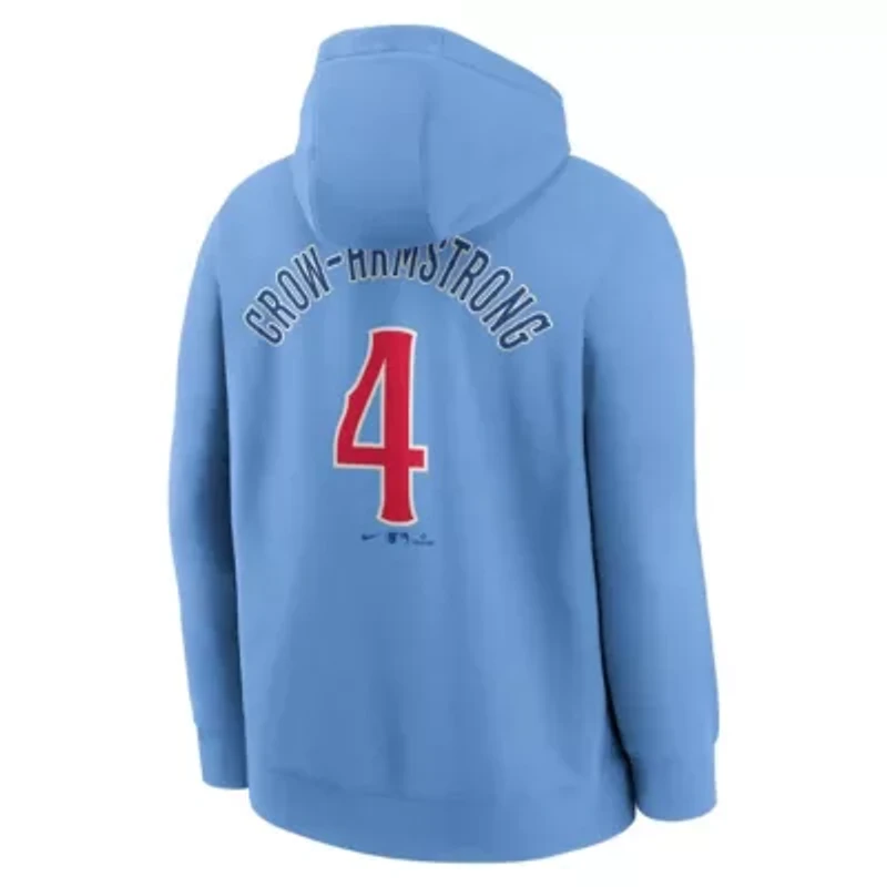 MLB Nike Pete Crow-Armstrong Light Chicago Cubs Player Name & Number Club Fleece Pullover Hoodie