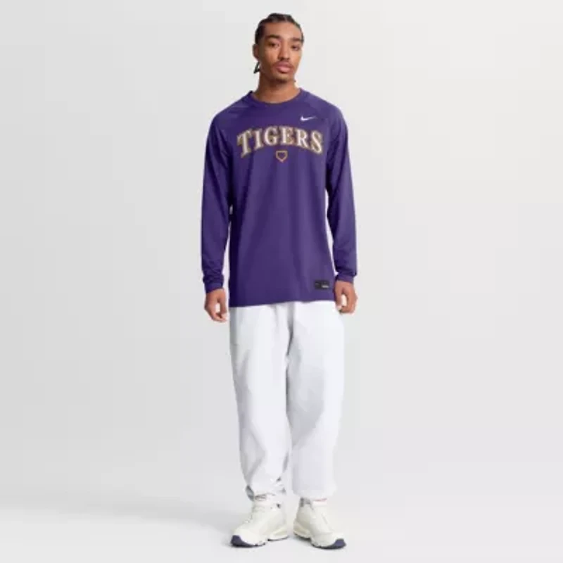 NCAA Nike LSU Tigers Dugout Game Time Raglan Dri-FIT Long Sleeve T-Shirt