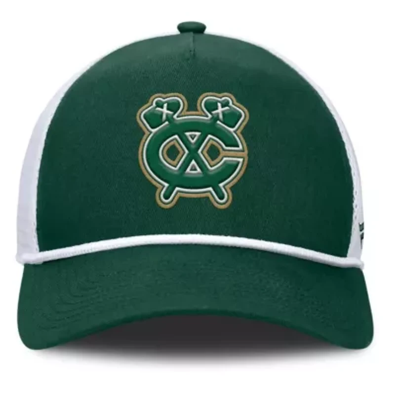 NHL Fanatics Green/White Chicago Blackhawks Bermuda A-Frame Adjustable Hat