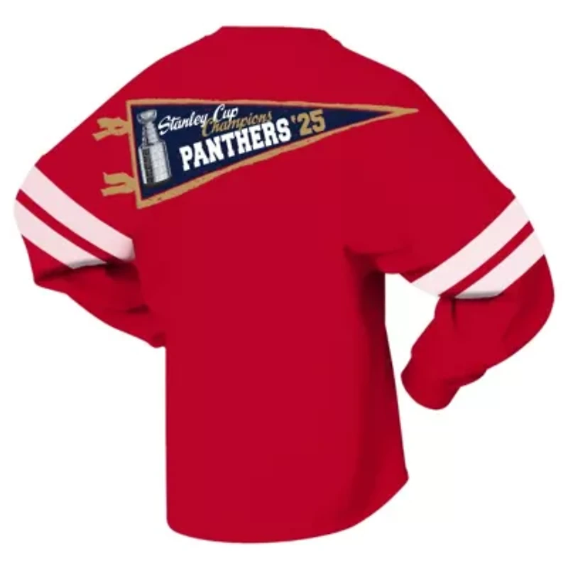 NHL Unisex Fanatics Florida Panthers 2025 Stanley Cup s Lace-Up Long Sleeve Jersey T-Shirt