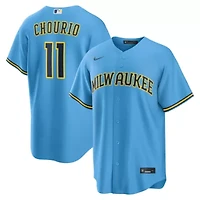 MLB Nike Jackson Chourio Light Milwaukee Brewers Road Replica Jersey
