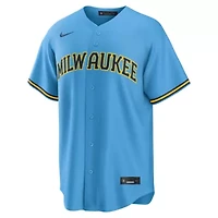 MLB Nike Jackson Chourio Light Milwaukee Brewers Road Replica Jersey