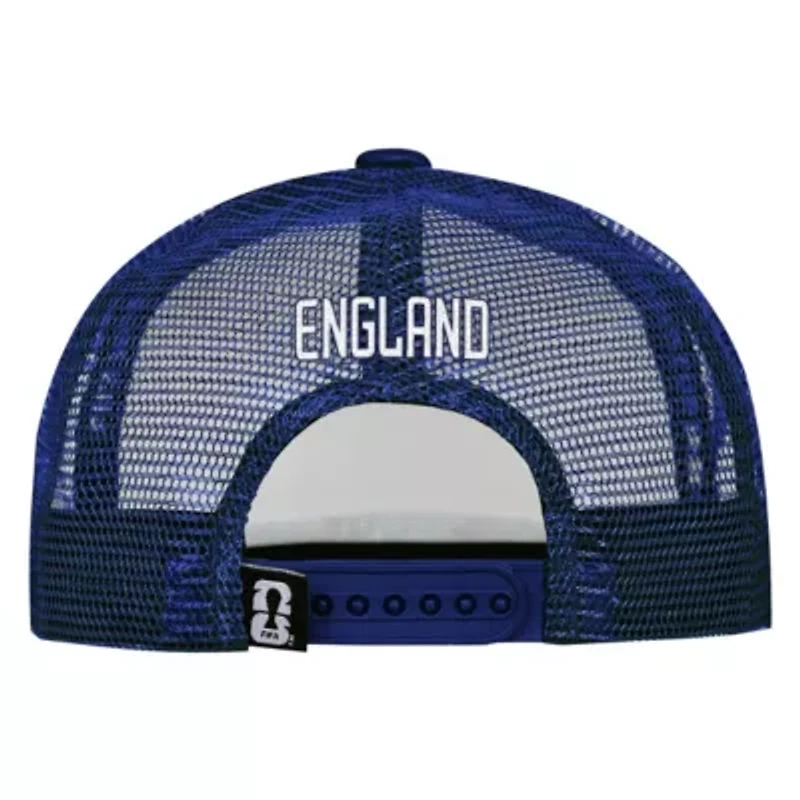 Soccer National Teams White/Royal England National Team Defender Adjustable Trucker Hat