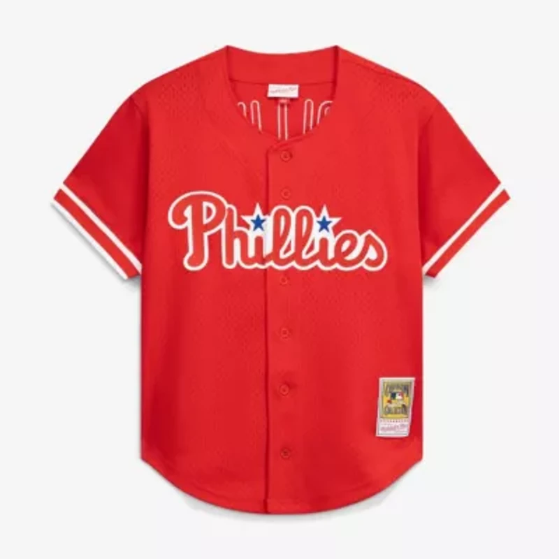 MLB Jimmy Rollins Philadelphia Phillies Cooperstown Mesh Batting Practice Button-Up Jersey