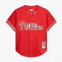 MLB Jimmy Rollins Philadelphia Phillies Cooperstown Mesh Batting Practice Button-Up Jersey