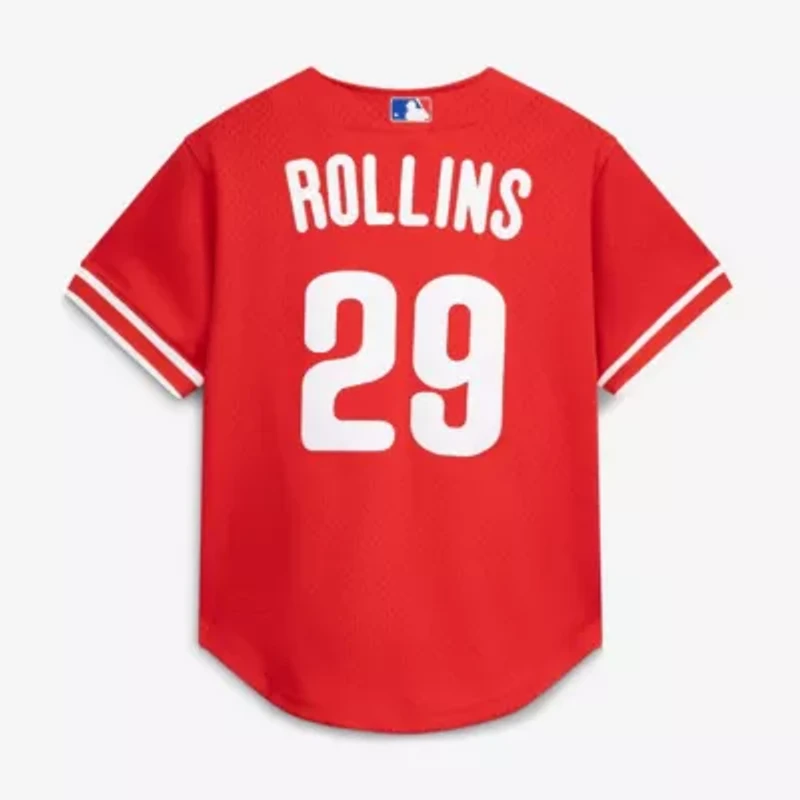 MLB Jimmy Rollins Philadelphia Phillies Cooperstown Mesh Batting Practice Button-Up Jersey