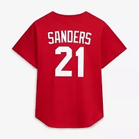 MLB Deion Sanders Cincinnati Reds Cooperstown Mesh Batting Practice Button-Up Jersey