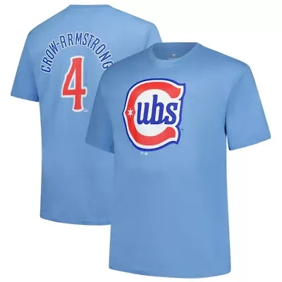 MLB Fanatics Pete Crow-Armstrong Light Chicago Cubs Big & Tall Name Number T-Shirt