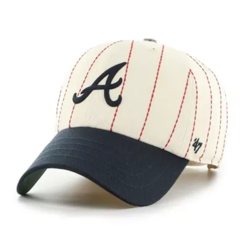 MLB x Natural/Navy Atlanta Braves Pinstripe Clean Up Adjustable Hat
