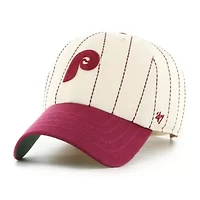 MLB x Natural/Burgundy Philadelphia Phillies Pinstripe Clean Up Adjustable Hat