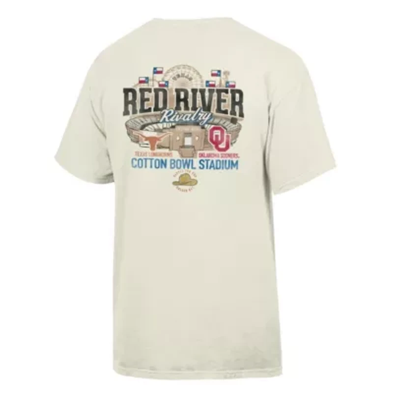 Multi-Team NCAA Texas Longhorns vs. Oklahoma Sooners River Rivalry Stadium Match Up T-Shirt