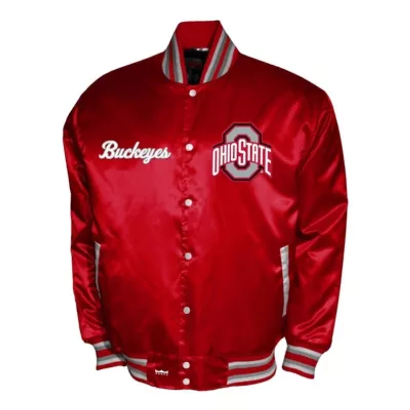 NCAA Franchise Club Ohio State Buckeyes Satin Full-Snap Jacket