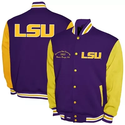 NCAA Franchise Club LSU Tigers Fleece Varsity Full-Snap Jacket