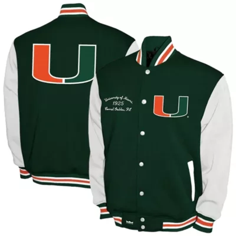 Miami (FL) Hurricanes NCAA Franchise Club Fleece Varsity Full-Snap Jacket