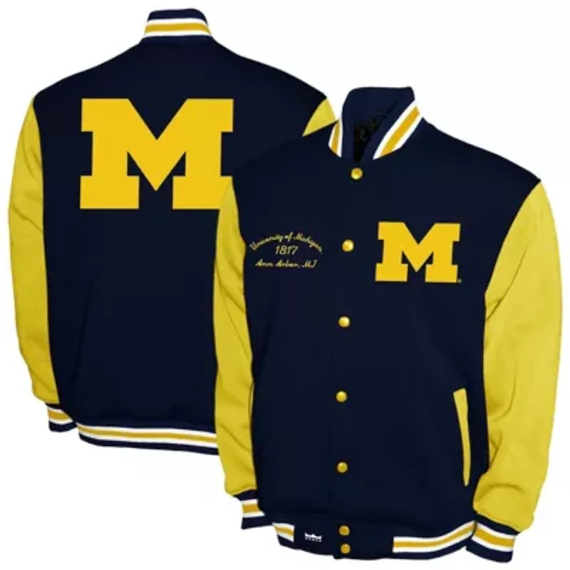 NCAA Franchise Club Michigan Wolverines Fleece Varsity Full-Snap Jacket