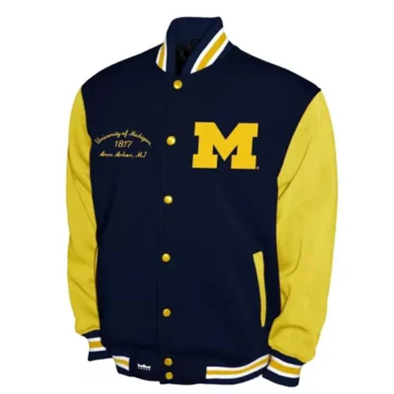 NCAA Franchise Club Michigan Wolverines Fleece Varsity Full-Snap Jacket