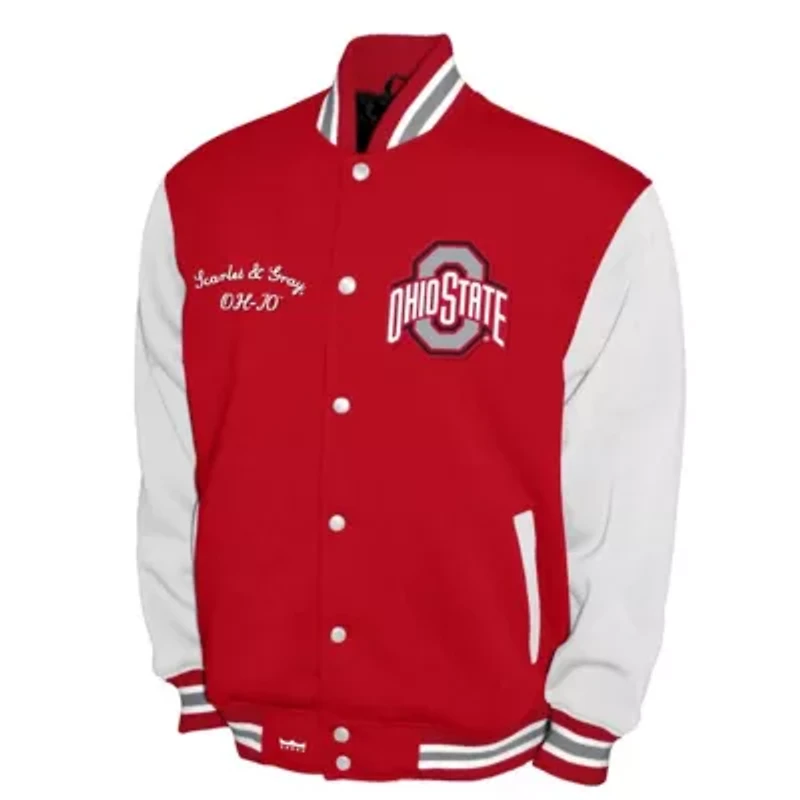 NCAA Franchise Club Ohio State Buckeyes Fleece Varsity Full-Snap Jacket