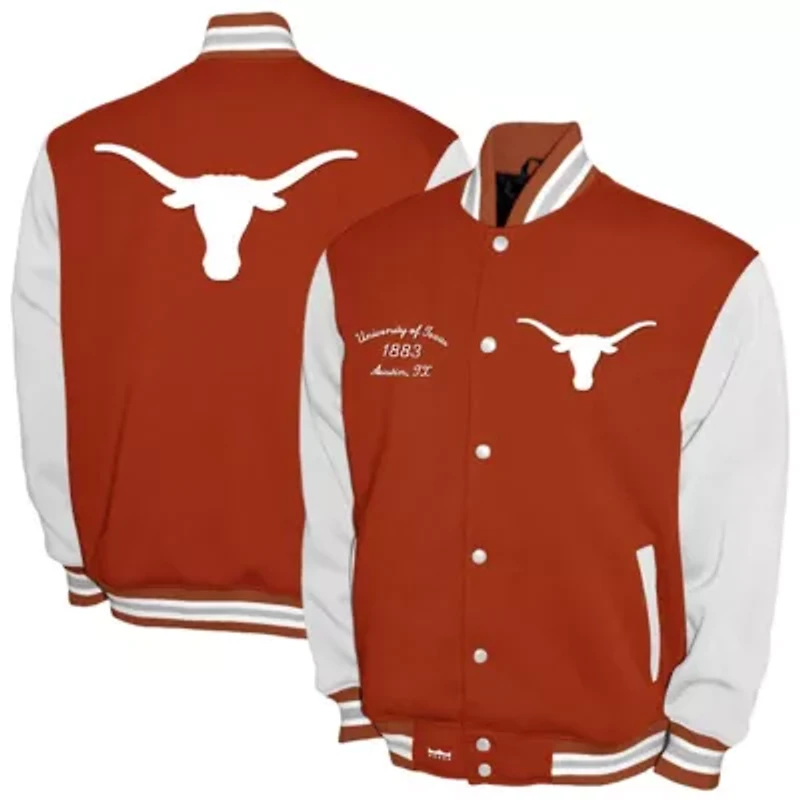 NCAA Franchise Club Texas Longhorns Fleece Varsity Full-Snap Jacket