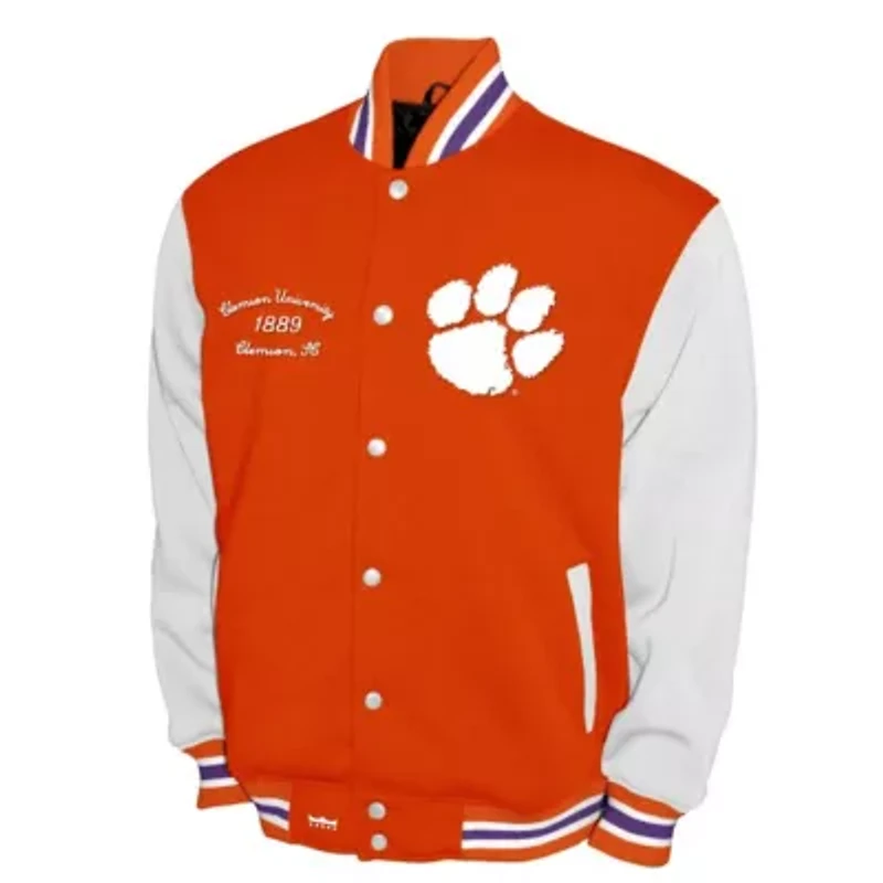NCAA Franchise Club Clemson Tigers Fleece Varsity Full-Snap Jacket