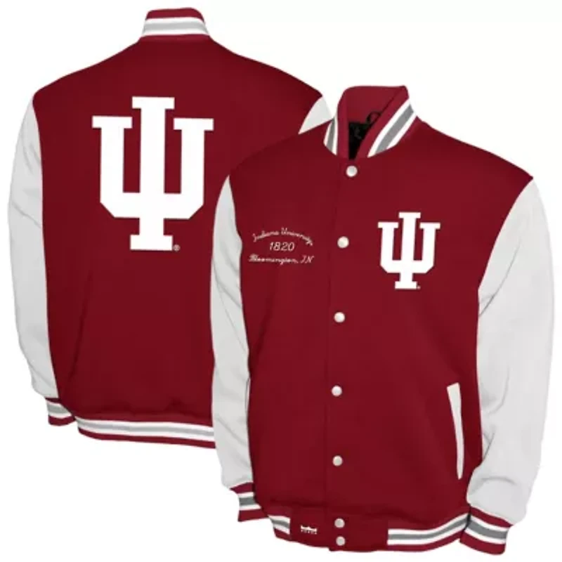 NCAA Franchise Club Indiana Hoosiers Fleece Varsity Full-Snap Jacket