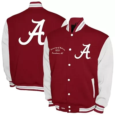 Alabama Crimson Tide NCAA Franchise Club Fleece Varsity Full-Snap Jacket