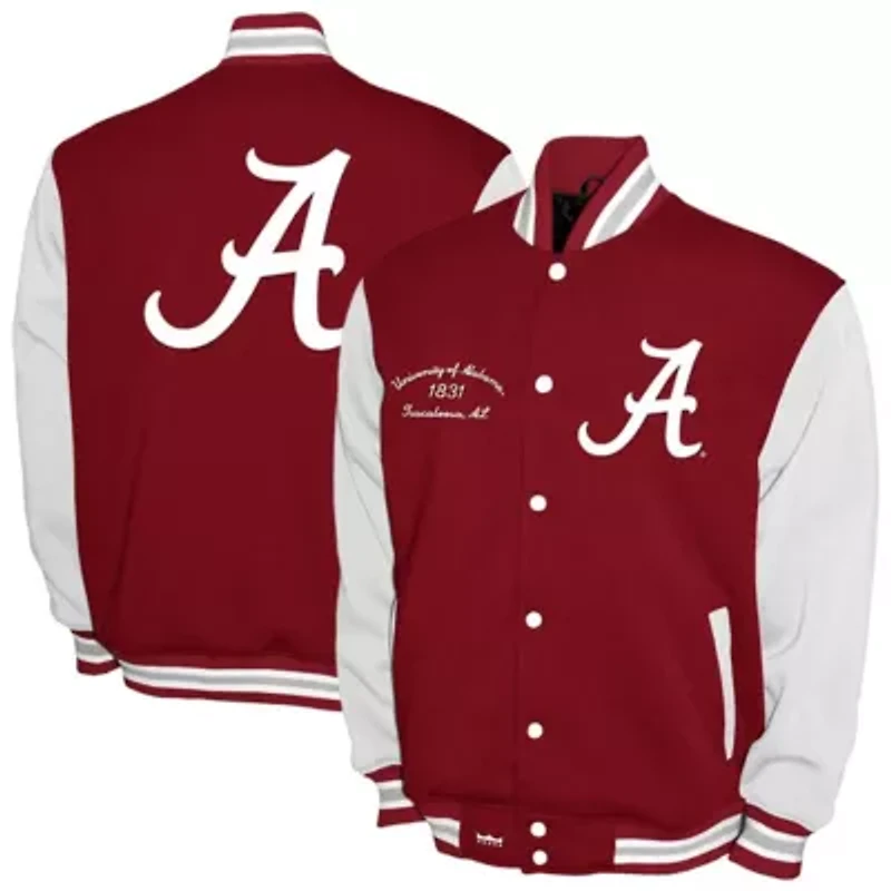 Alabama Crimson Tide NCAA Franchise Club Fleece Varsity Full-Snap Jacket