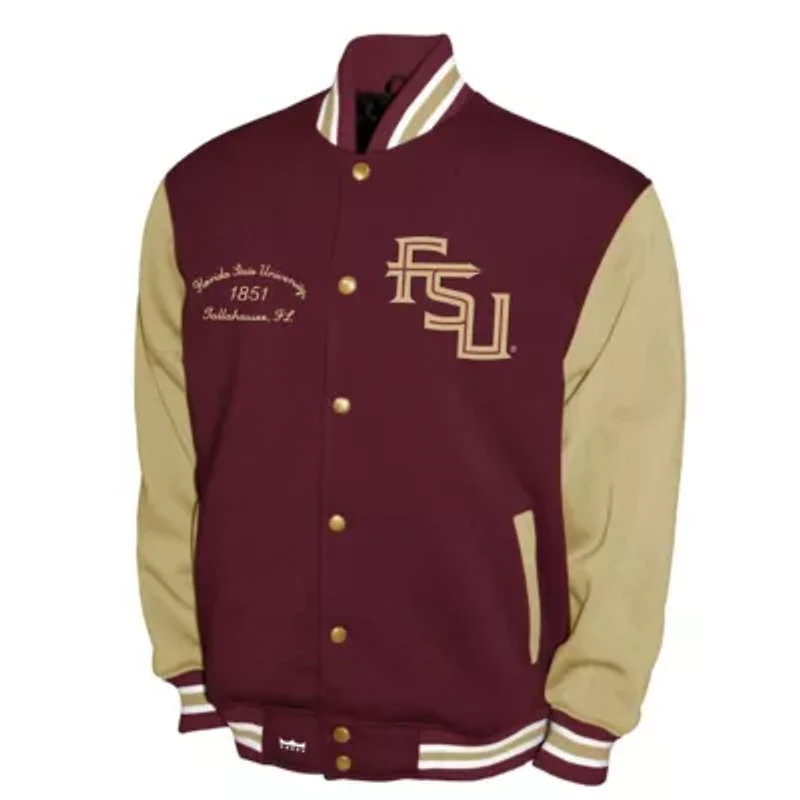 NCAA Franchise Club Florida State Seminoles Fleece Varsity Full-Snap Jacket
