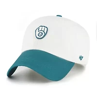 MLB White/Teal Milwaukee Brewers Contemporary Tonal Clean Up Adjustable Hat