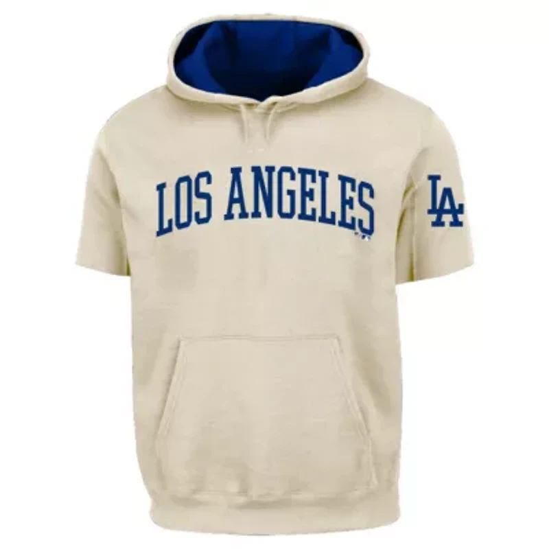 MLB Fanatics Cream/Royal Los Angeles Dodgers Big & Tall Contrast Short Sleeve Hoodie