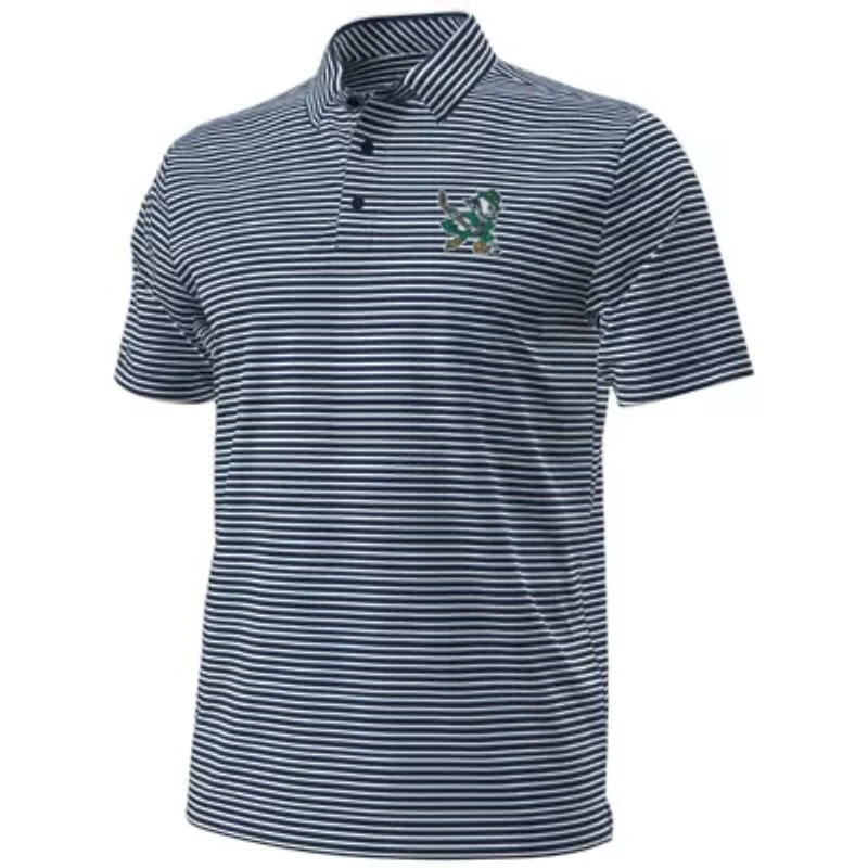 NCAA Under Armour Notre Dame Fighting Irish Hockey Leprechaun Drive Micro Groove Stripe Polo