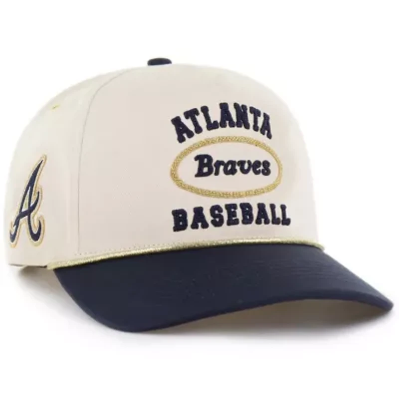 MLB x Lane Natural/Navy Atlanta Braves Glitter Rope Hitch Adjustable Hat