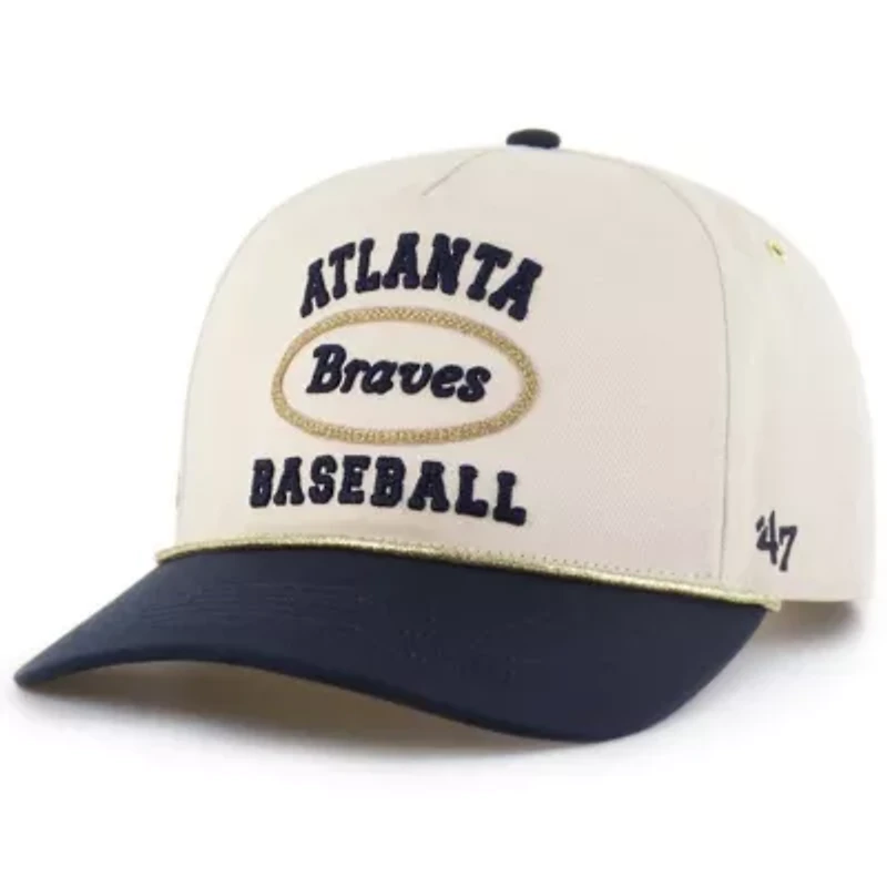 MLB x Lane Natural/Navy Atlanta Braves Glitter Rope Hitch Adjustable Hat